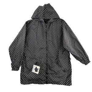 ShedRain Packable Anorak Rain Jacket Black White Polka Dot Womens ML New